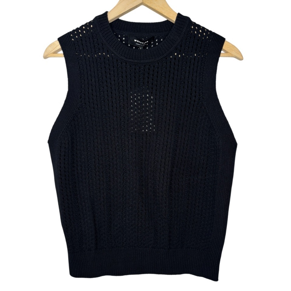 Whistles | Black Pointelle Knit Tank Top Sleeveless | Size S | NWT